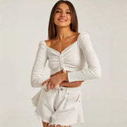 Noelle | Ruched Front Long Sleeve Top