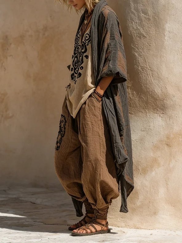 Margaret | Nomadic Bohemian Art Print Three-Piece Set Outfit