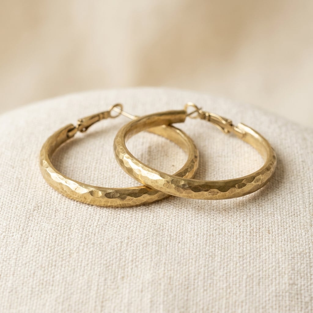 Hammered Brass Hoops