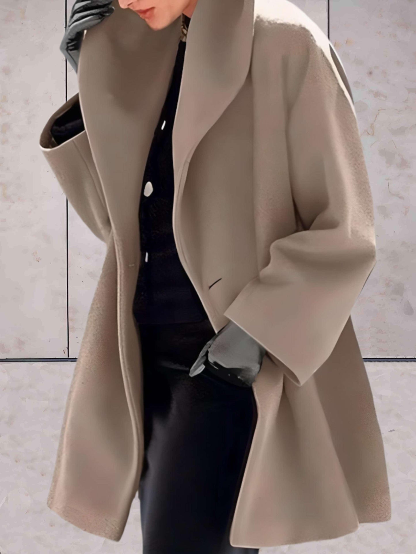 Angeline | Women's Draped Lapel Wool Coat
