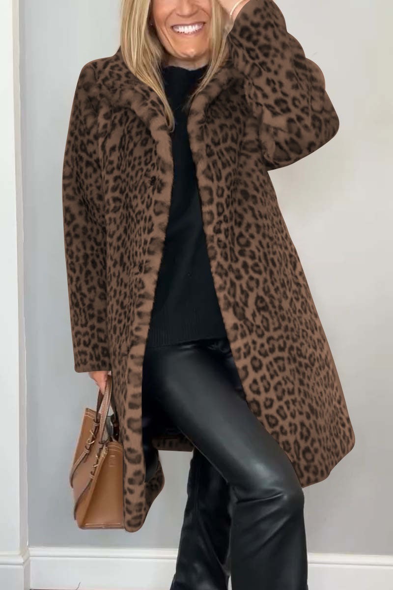 Hanna | Women's Longline Leopard Faux Fur Coat