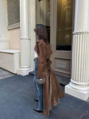 Coco | Women's Suede Double-Breasted Belted Trench Coat