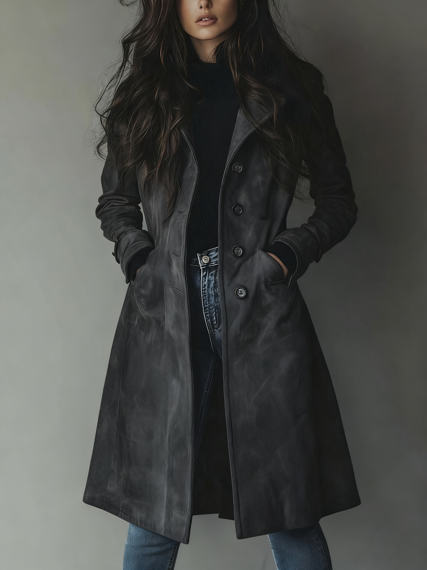 Verena | Women's Longline Faux Leather Coat