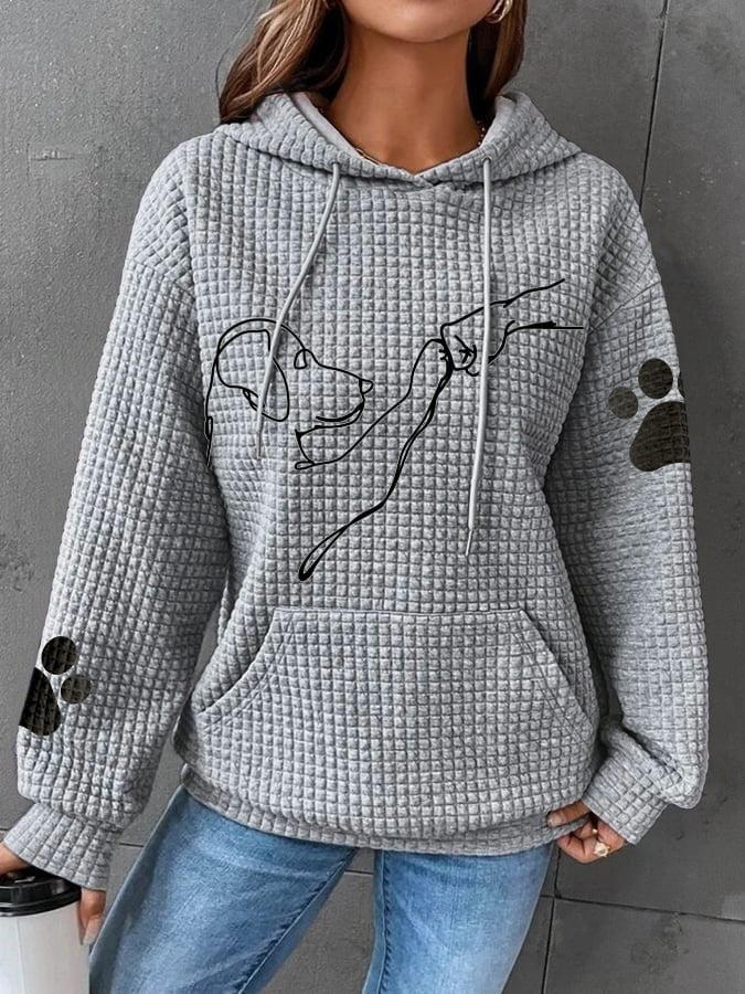 Selma | Women's Dog Print Waffle Knit Hoodie