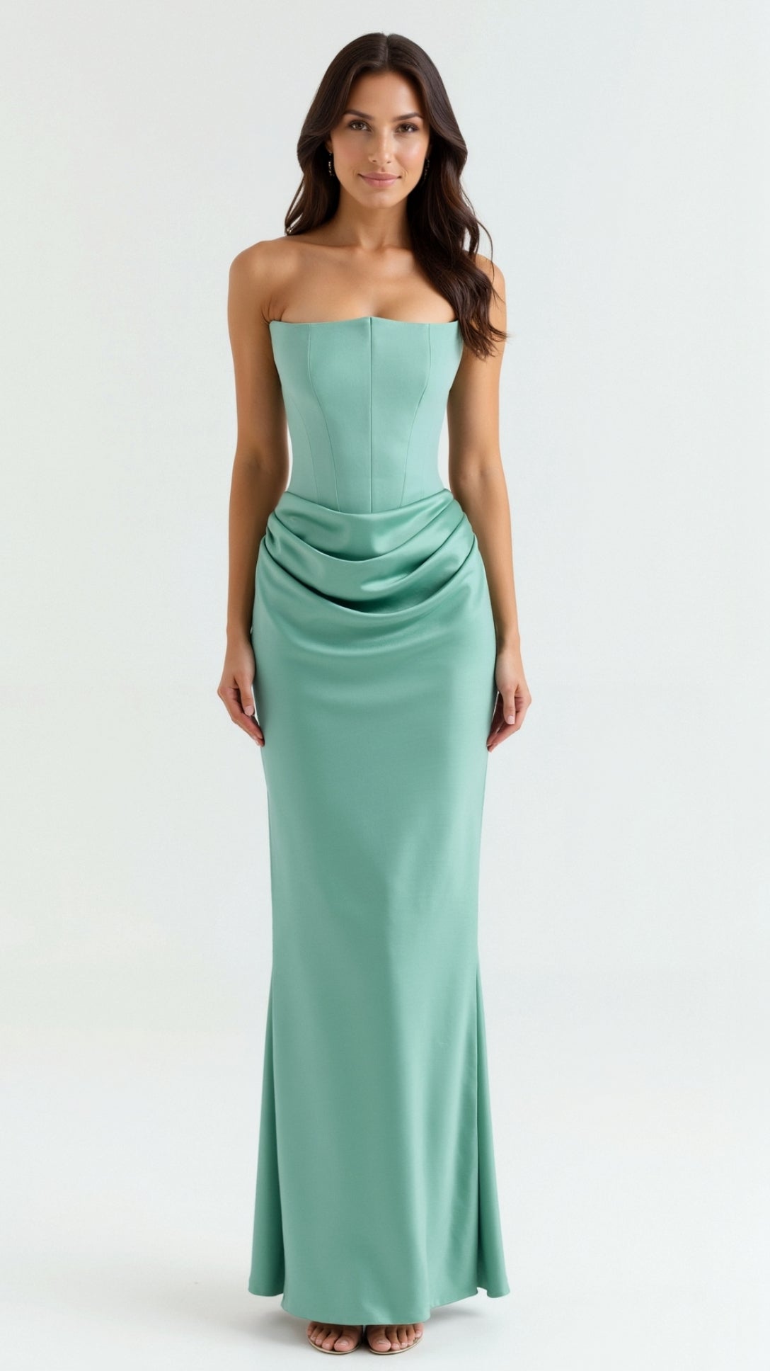 Isabella | Strapless Satin Corset Maxi Dress