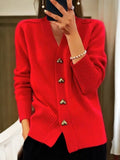 Delaney | Women's V-Neck Cardigan with Heart Button Detail