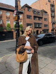 Coco | Women's Suede Double-Breasted Belted Trench Coat