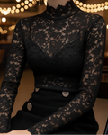 Lucienne | Floral Lace Turtleneck Top
