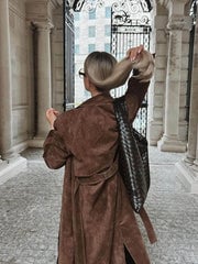 Coco | Women's Suede Double-Breasted Belted Trench Coat