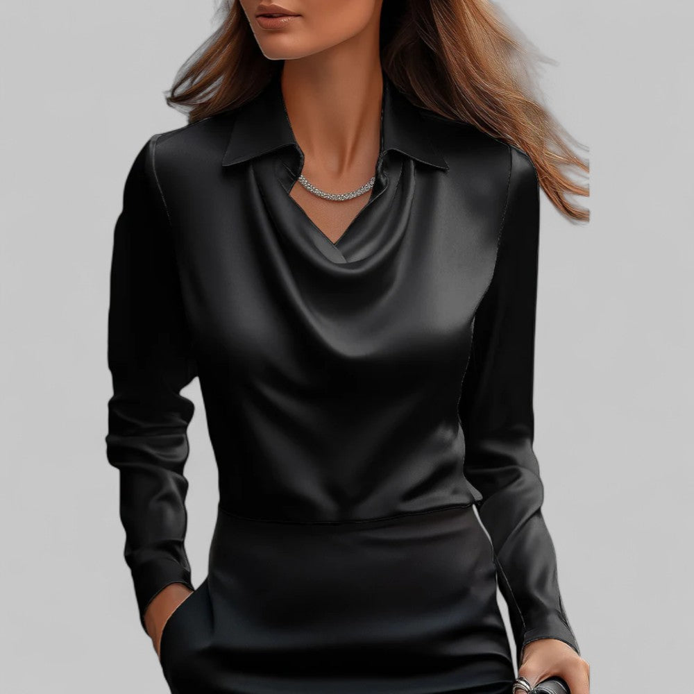Nina | Cowl Neck Satin Blouse