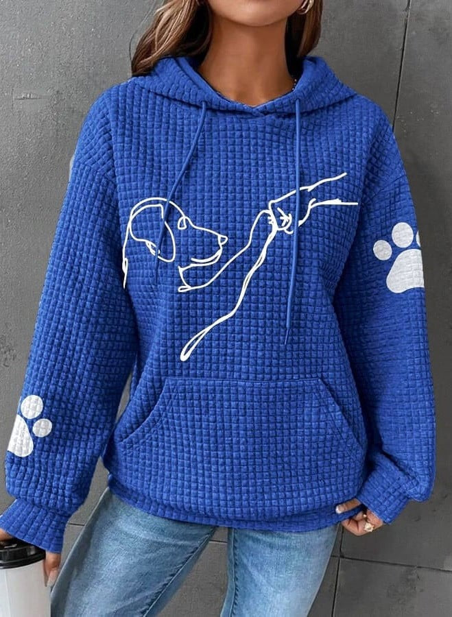 Selma | Women's Dog Print Waffle Knit Hoodie