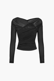 Odette | Ruched Wrap Mesh Top
