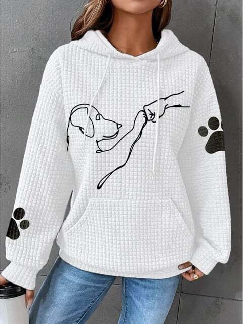Selma | Women's Dog Print Waffle Knit Hoodie