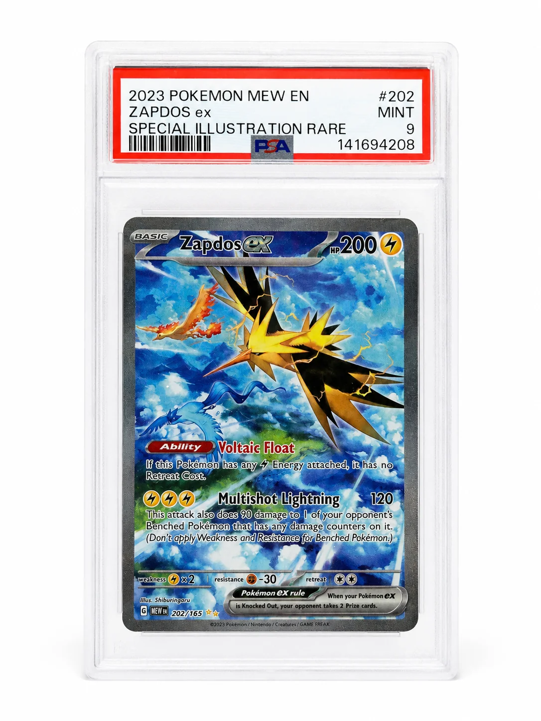 PSA 9 Zapdos ex #202 Special Illustration Rare Pokémon 151