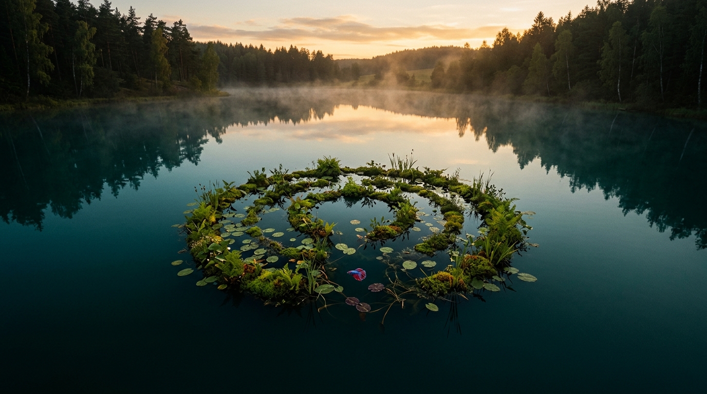 A still pond at dusk