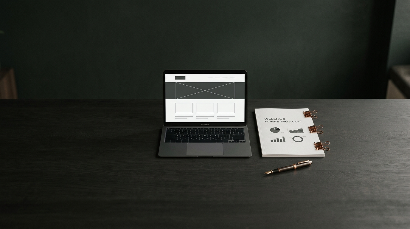 Sample of a written website and marketing audit on a desk