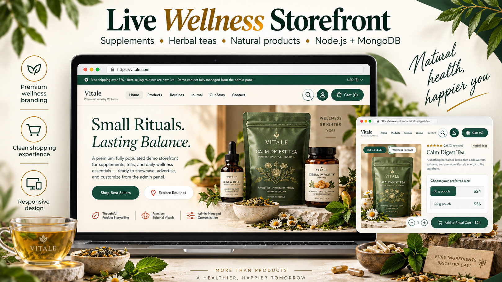 Wellness & Health Store CMS – Node.js Source Code | Resellable
