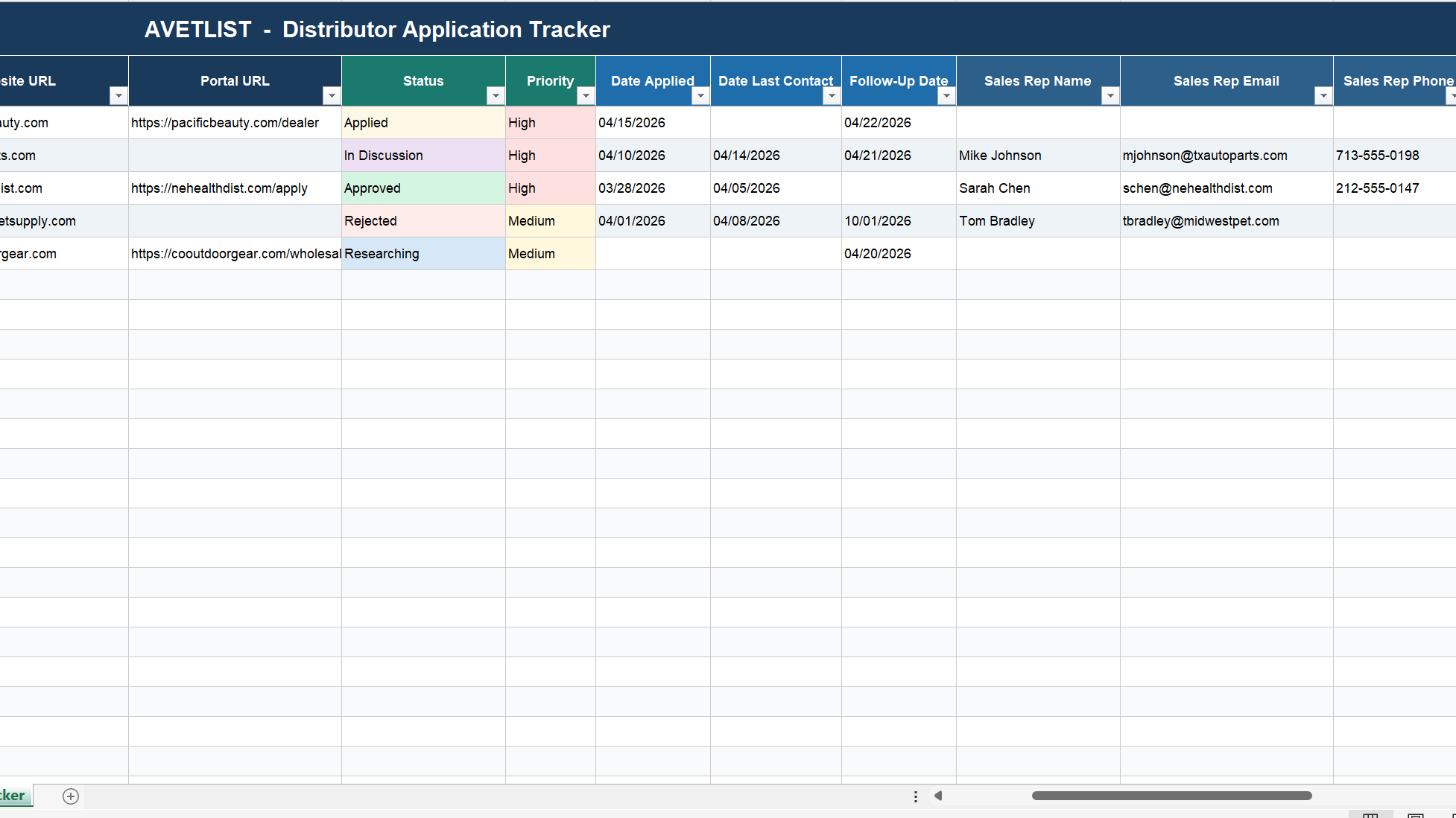 Distributor Application Tracker
