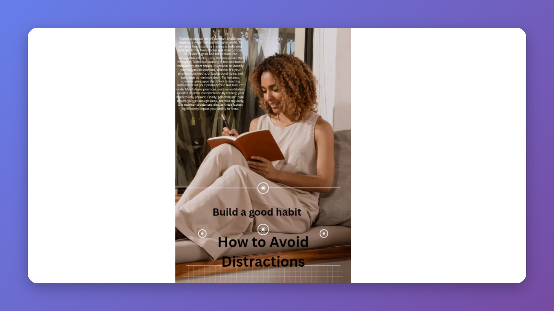 How to avoid distractions.