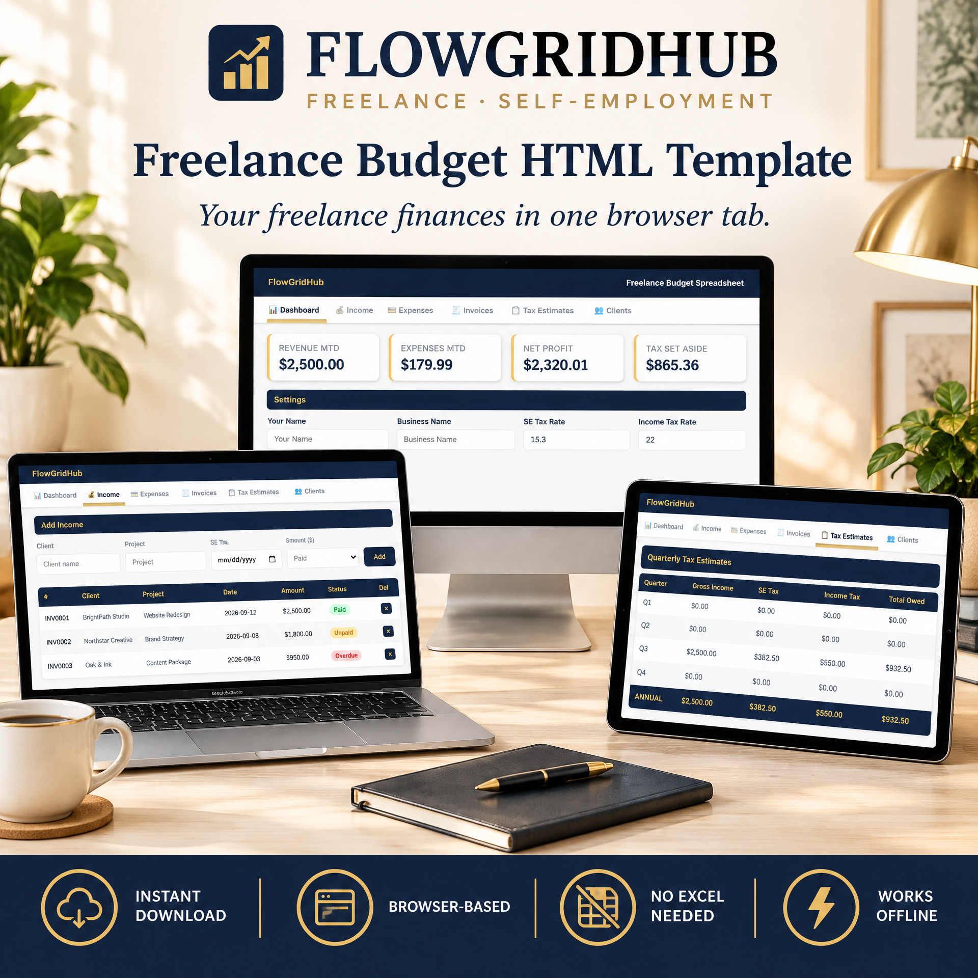 Freelance Budget HTML Template | Works in Any Browser Offline