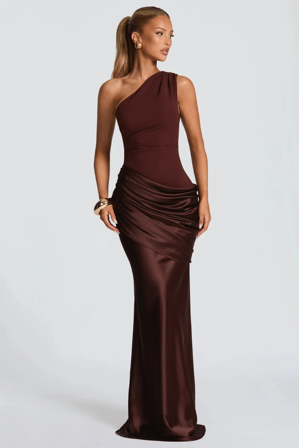 Léonie Draped One-Shoulder Maxi Dress
