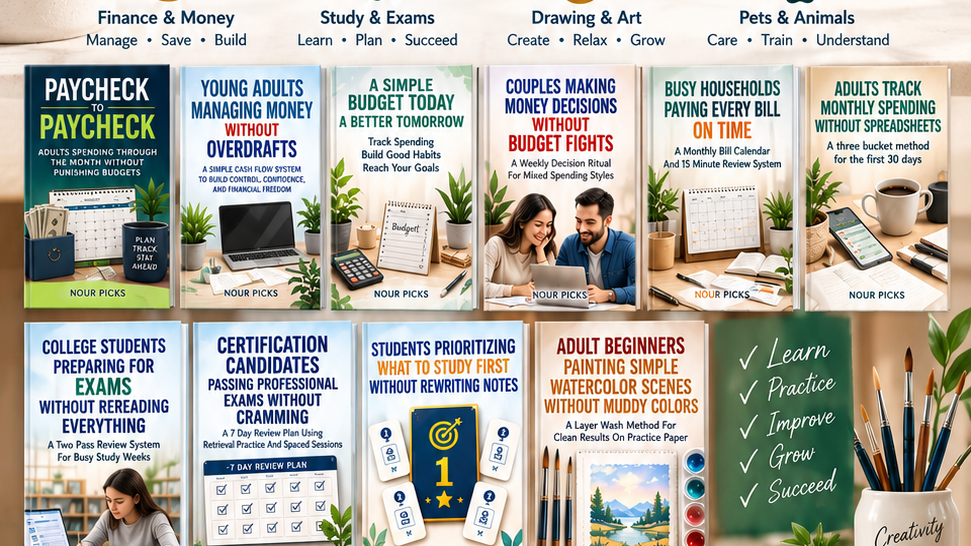 NourPicks Complete Life Skills Book Bundle – Finance, Study, Productivity, Pets 
