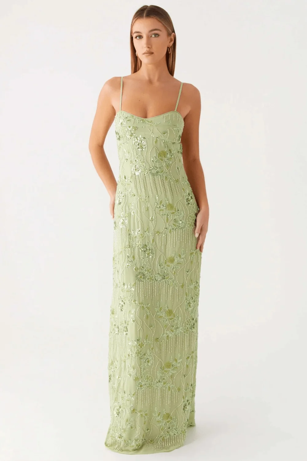 Seraphina Beaded Open-Back Maxi Dress