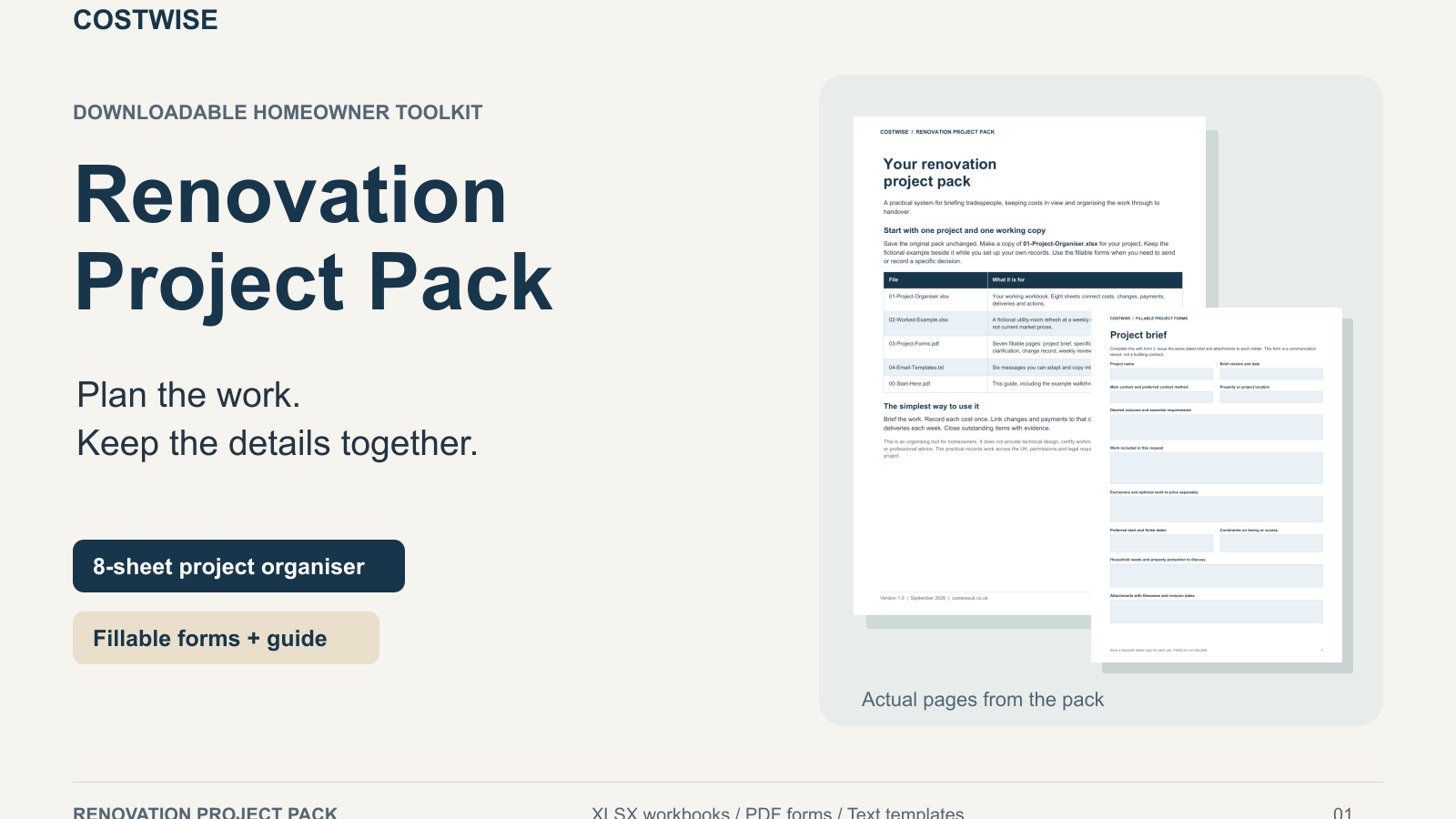 Costwise Renovation Project Pack