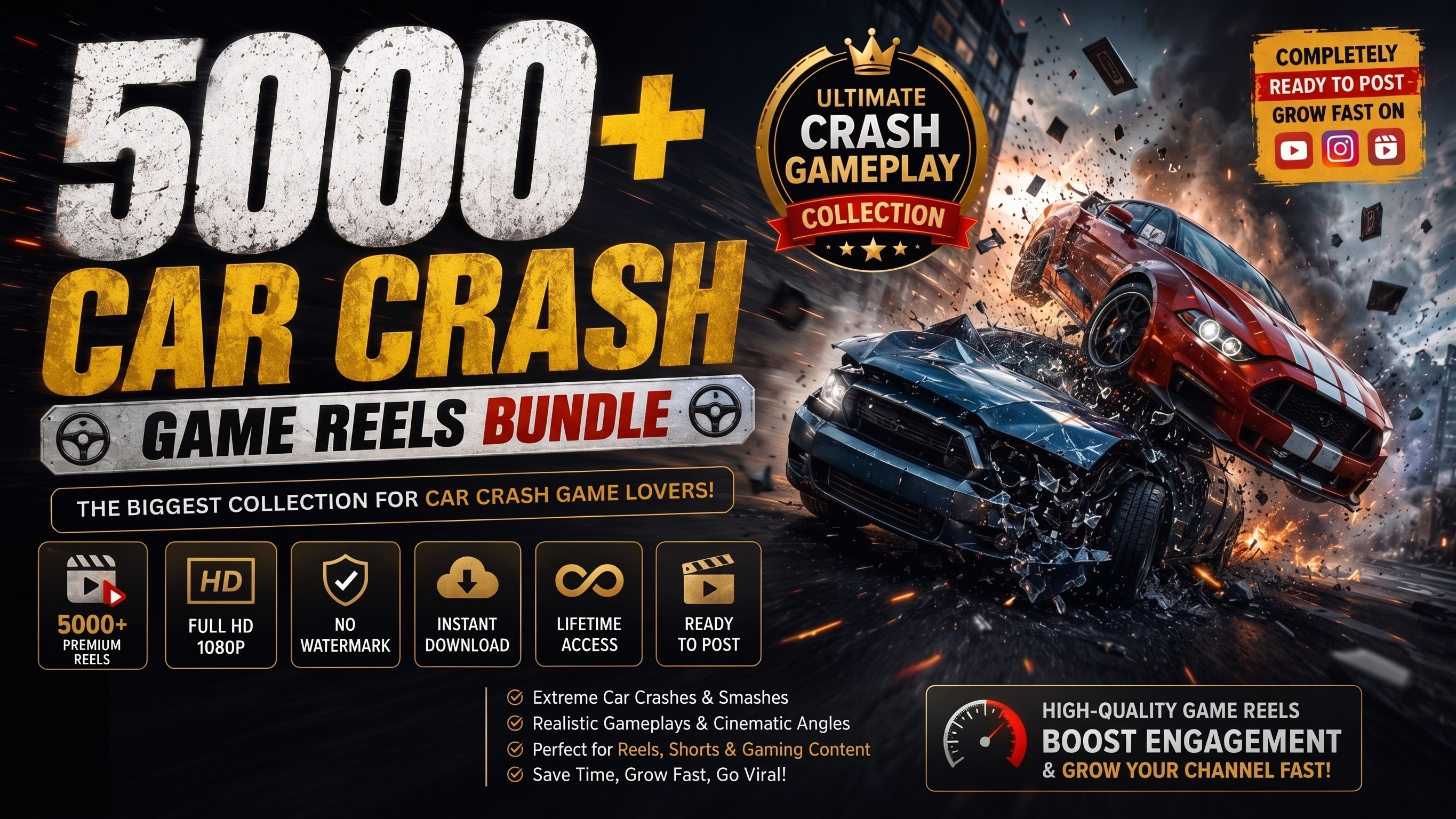 5000+ Car Crash Game Reels Bundle