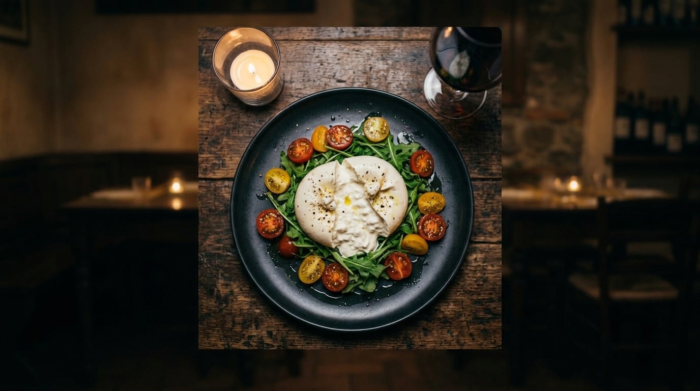 Burrata com rúcula