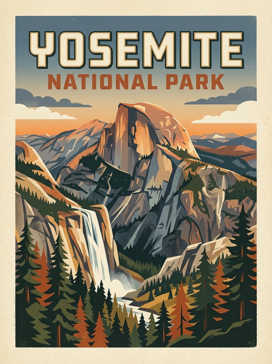 Yosemite Vintage Print