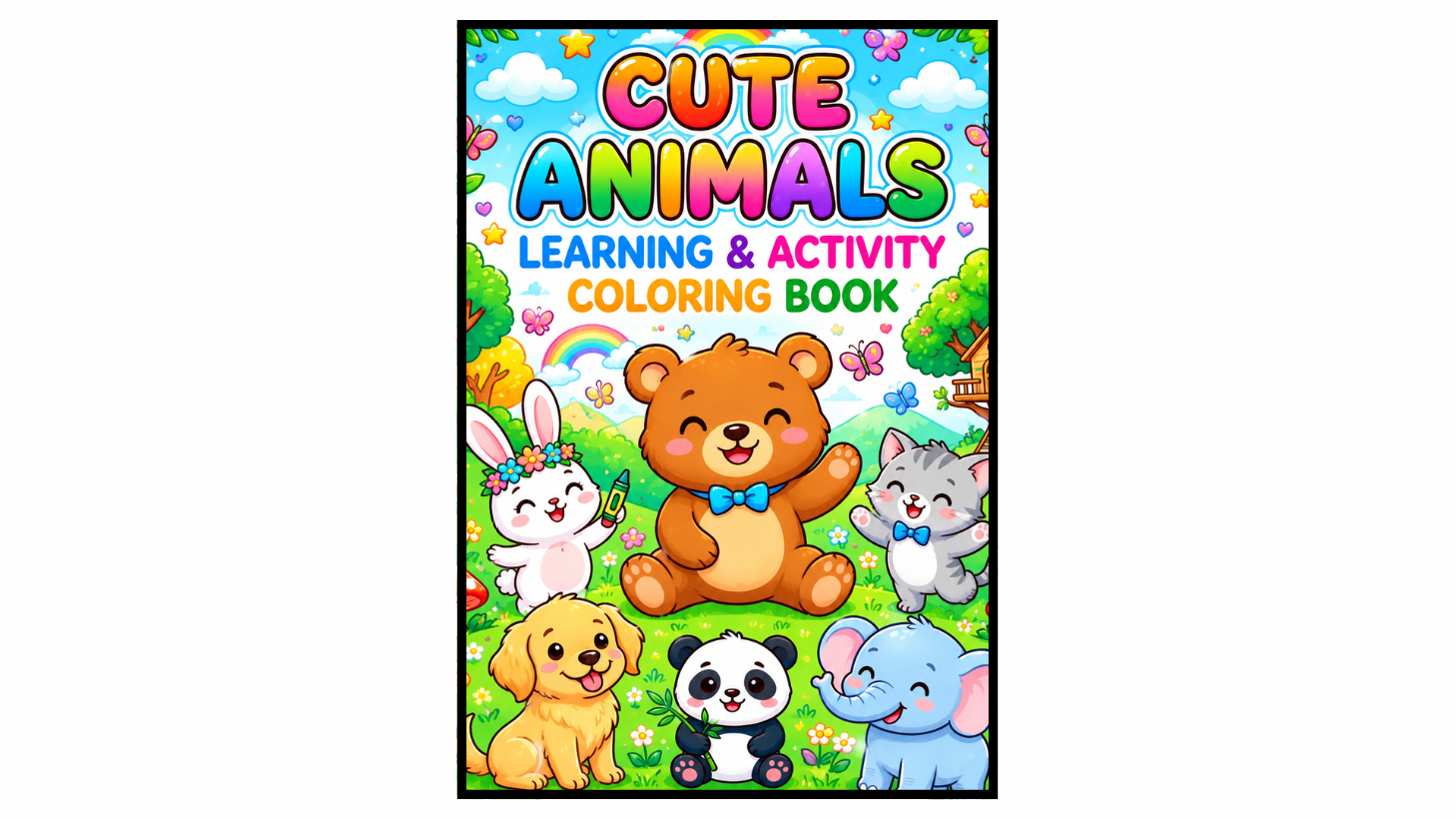 Cute Animals Learning & Activity Coloring Book – 30 Printable Pages
