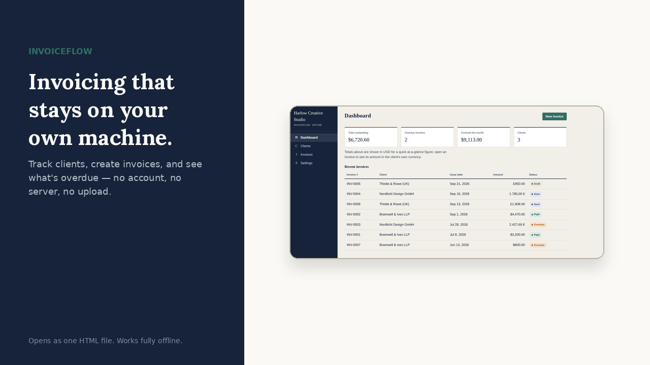 InvoiceFlow — Offline Invoice & Payment Tracker