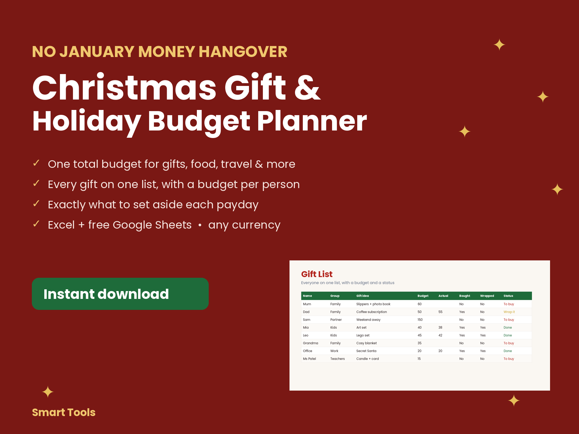 Christmas Gift & Holiday Budget Planner