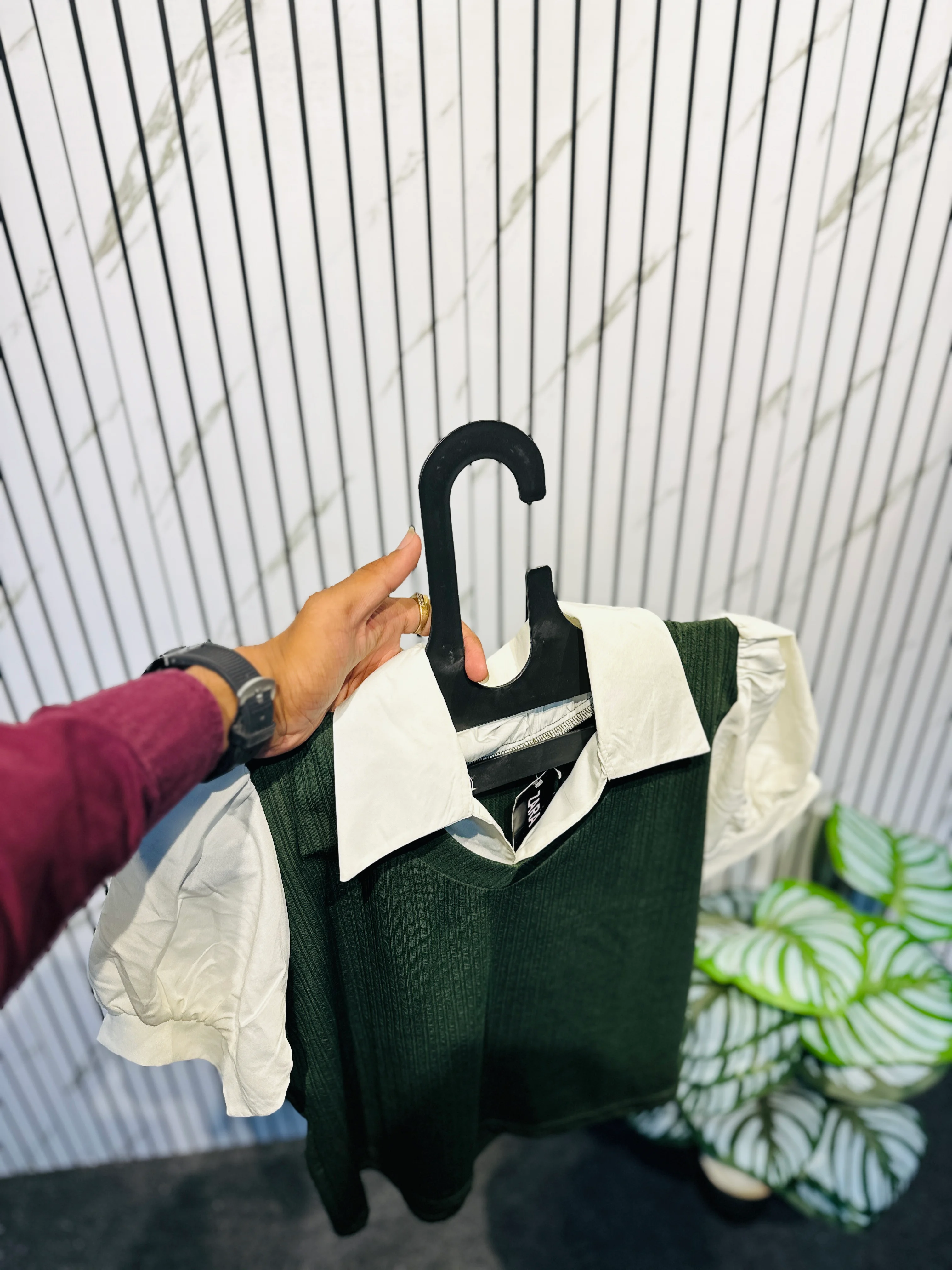 Forest Layered Collar Top