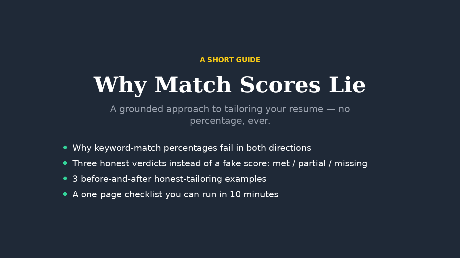 Why Match Scores Lie | Resume Tailoring Guide PDF | Grounded Job Application