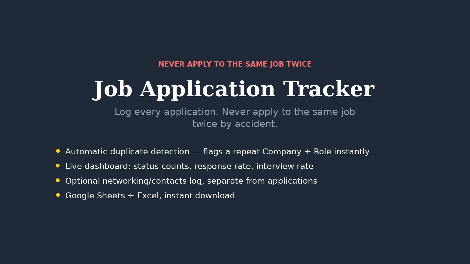 Job Application Tracker Spreadsheet | Google Sheets & Excel | Duplicate Dete