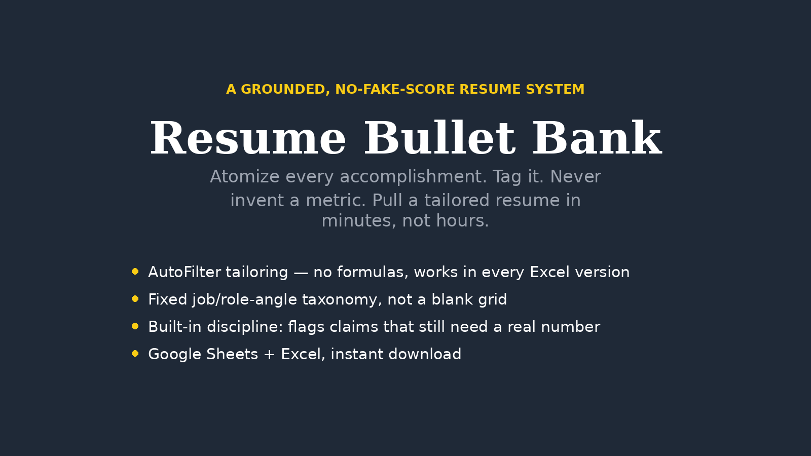 Resume Bullet Bank Template | Google Sheets & Excel | Job Search     Tracker for