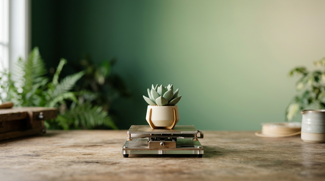 3D printed botanical on a print bed