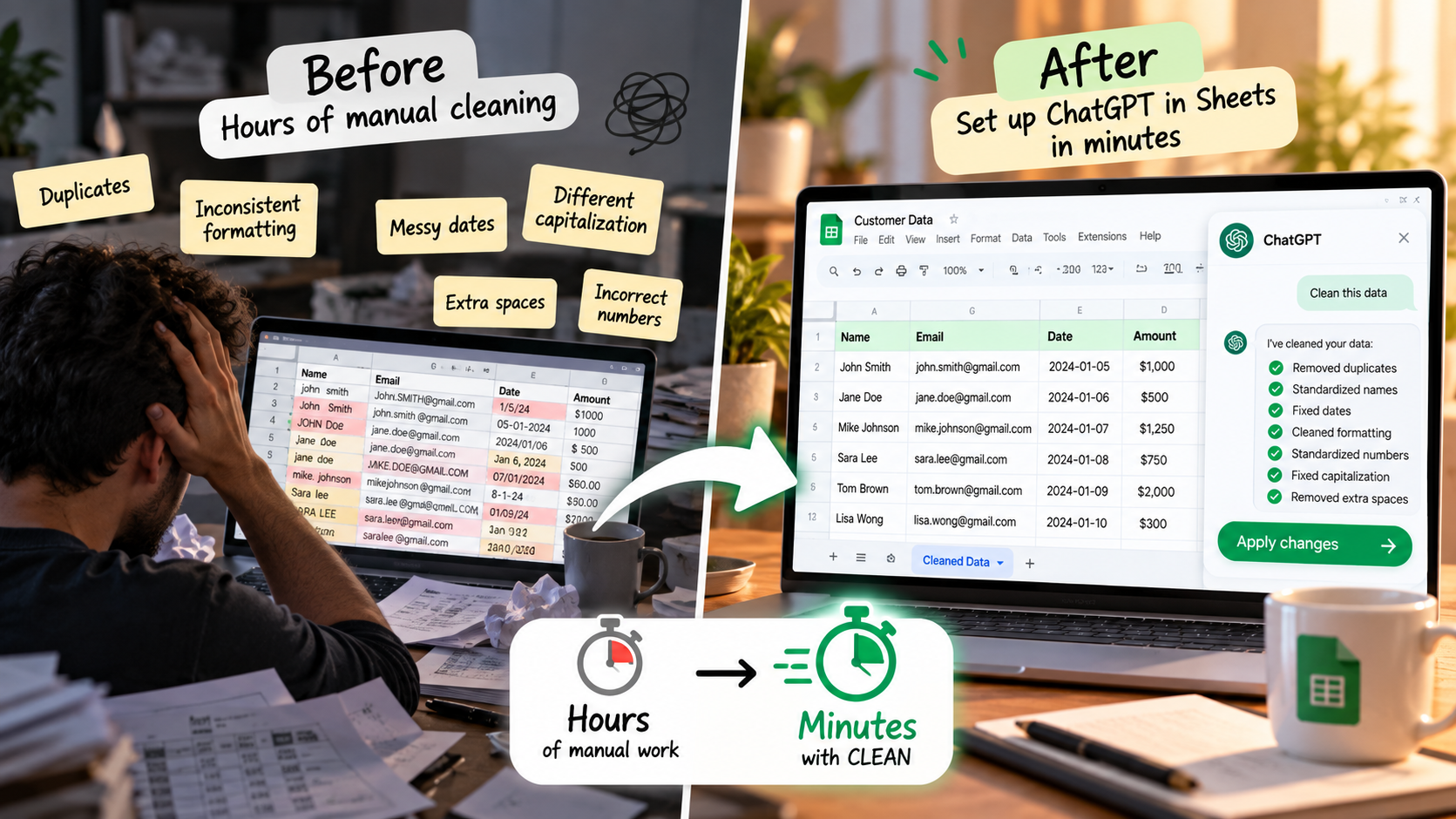 CLEAN — ChatGPT Google Sheets Cleanup Setup