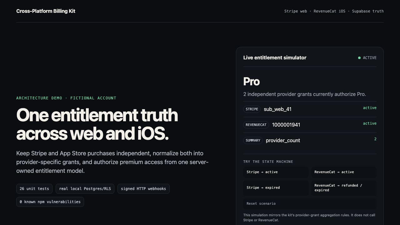 Cross-Platform Billing &amp; Entitlements Kit