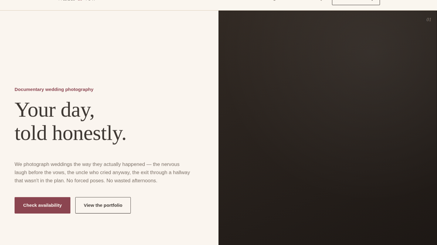 Wedding Photographer Website Template — Editorial HTML & CSS Landing Page