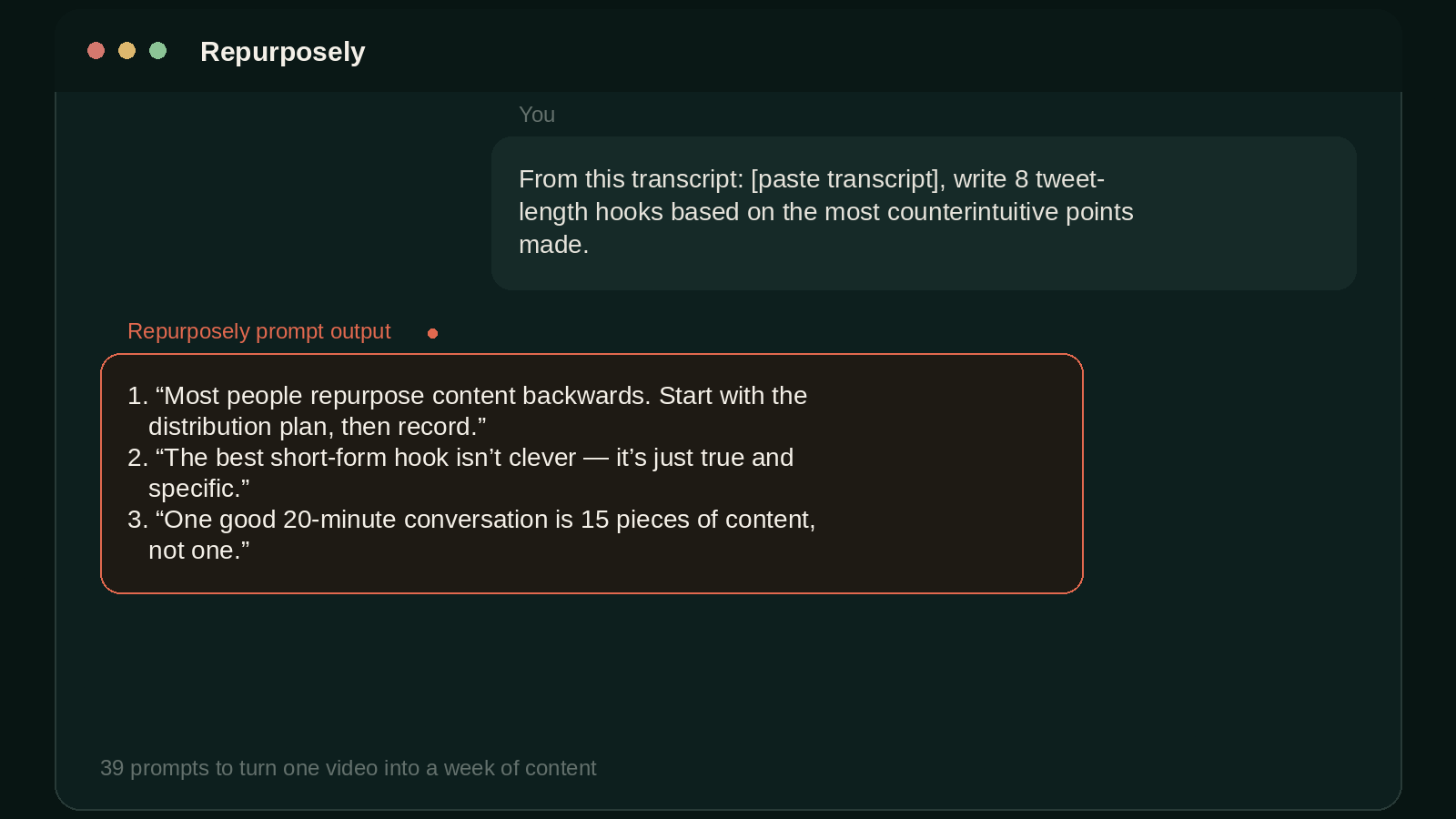 Repurposely — Content Repurposing OS
