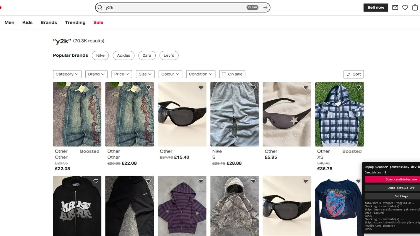 Depop product scanner