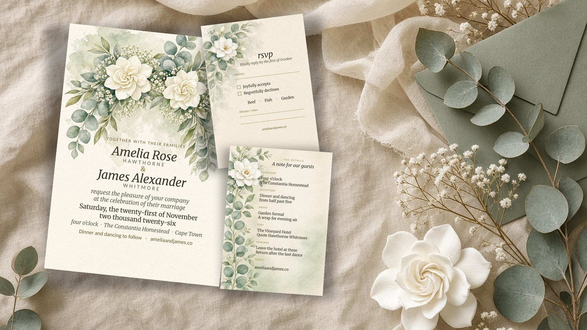 Wedding Planner Workbook + Invitation Suite · Watercolor Greenery