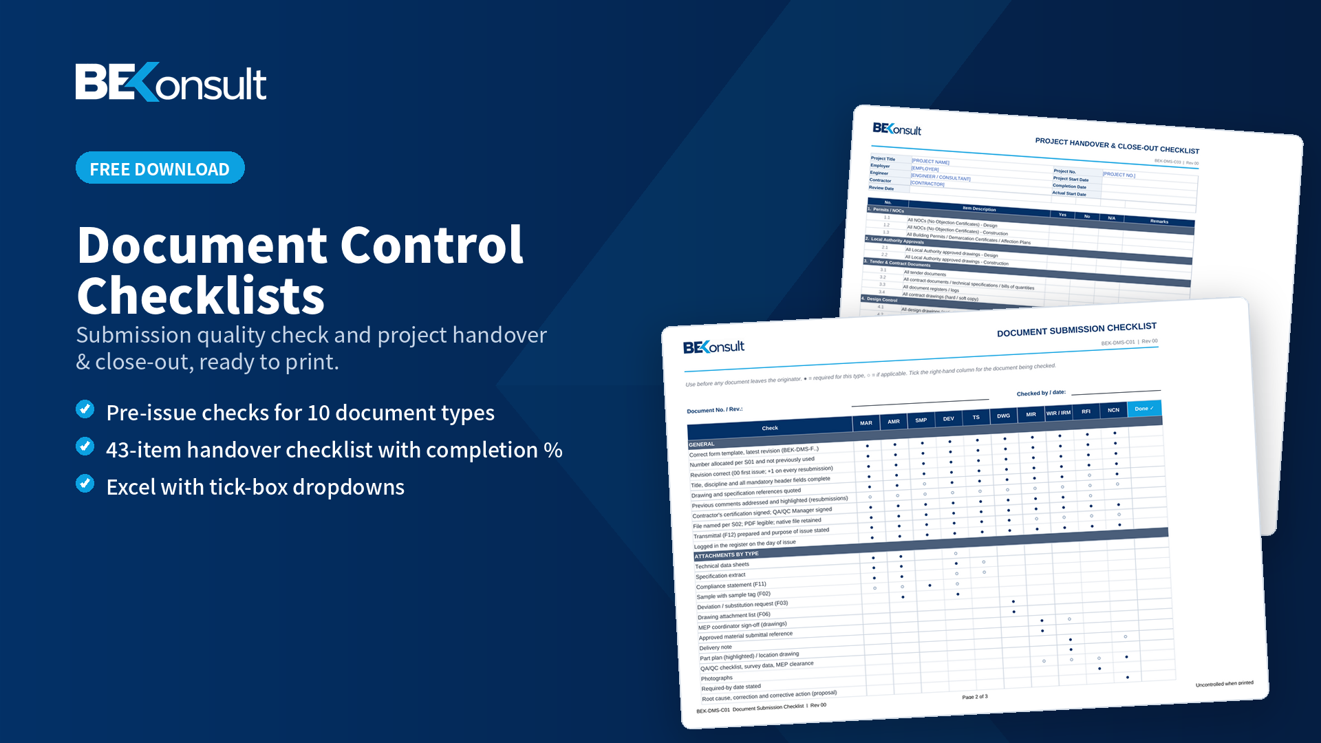 Free Document Control Checklists: Submission & Handover