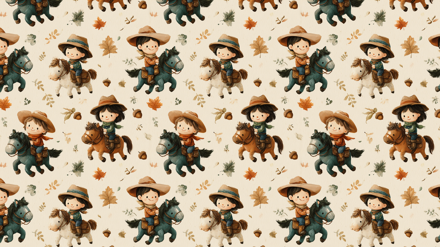 Western Cowboys Seamless Pattern Digital File for Fabric Printing and Nursery…