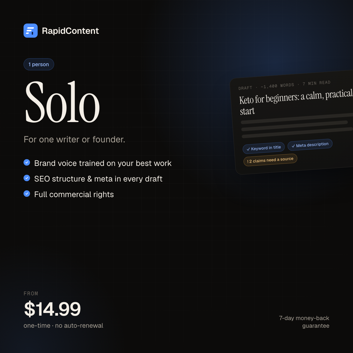 RapidContent Solo