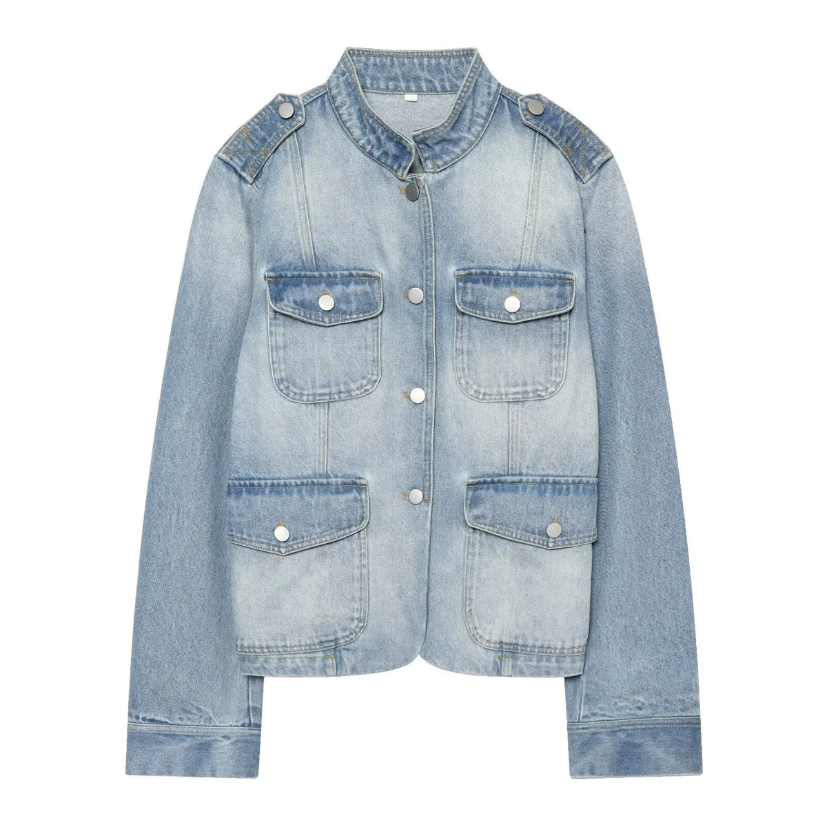 Stand-collar denim jacket