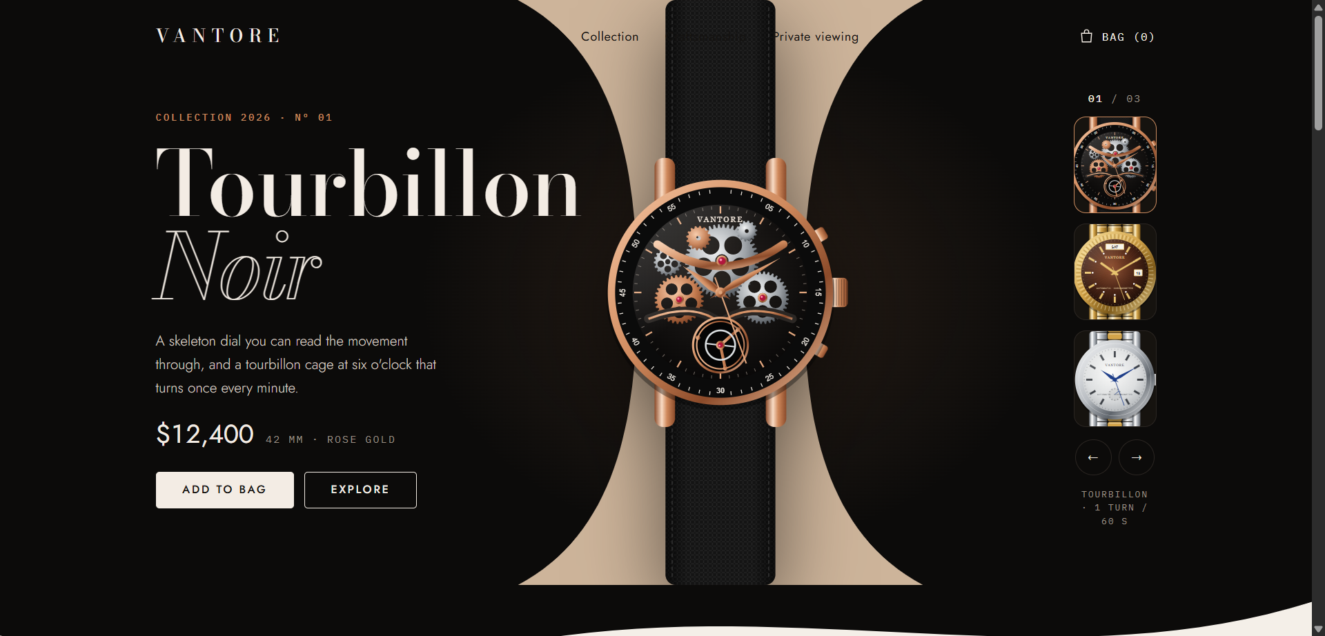 Vantore — Luxury Watch Landing Page Template